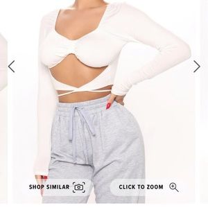 New fashion nova white tie crop top